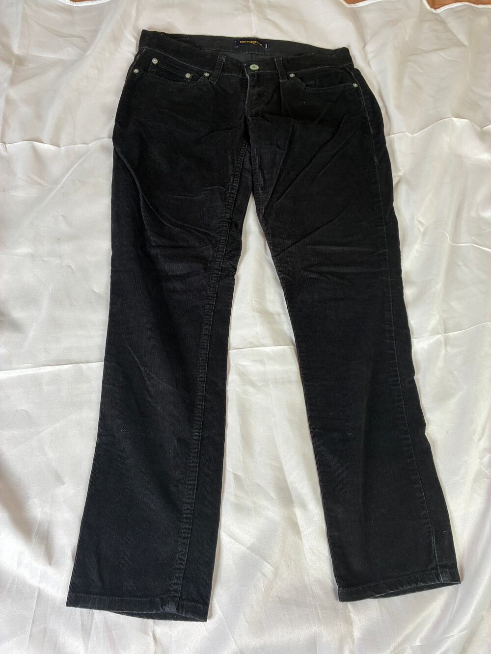 Levi's 524 Too Superlow Womens 28x30 Corduroy Pants Black Low Rise Skinny